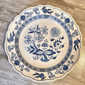 Vintage Hutschenreuther Blue Onion Dinner Plate 12" Scalloped Rim Germany